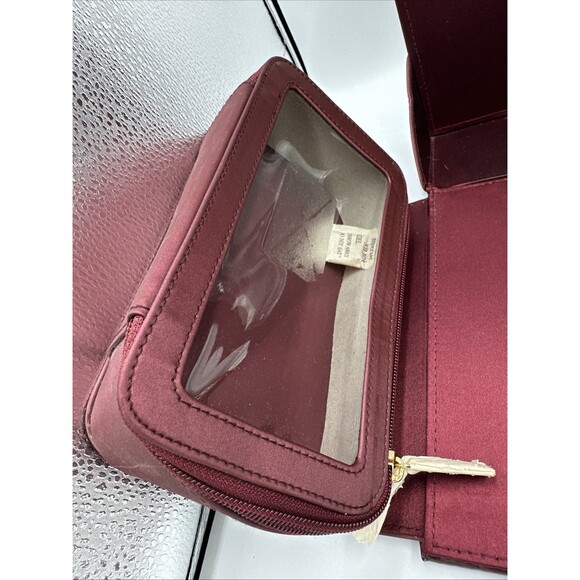 Vintage Estee Lauder Burgundy Hard Makeup Travel Case Toiletry Bag - Picture 7 of 9